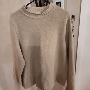 Neutral Crew Neck Sweater in Light Beige